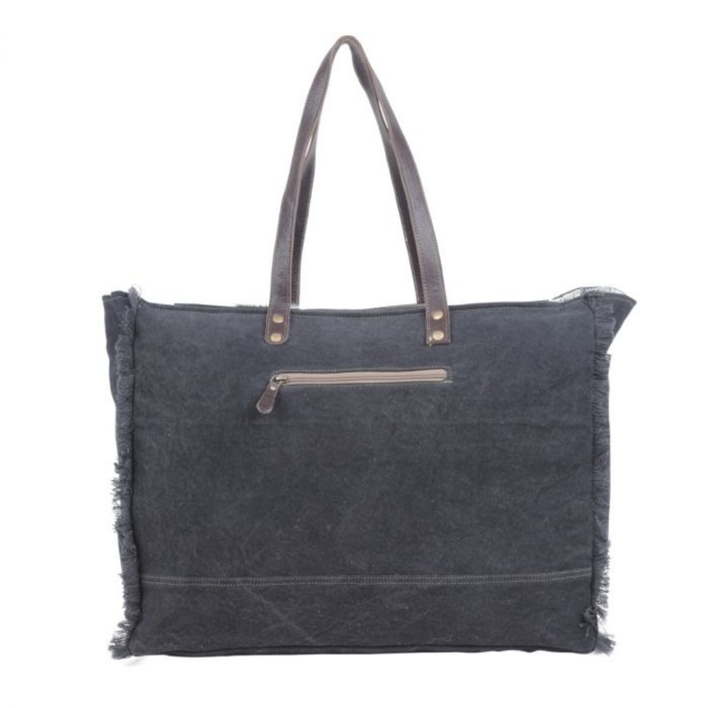 😍New Green Myra Bag Cowhide Canvas Leather Weekender Travel XL extra large Tote - Picture 5 of 6